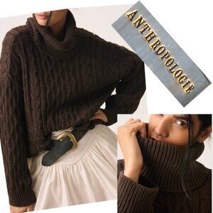 Anthropologie Pilcro Oversized Turtleneck Cable-Knit Sweater Size M